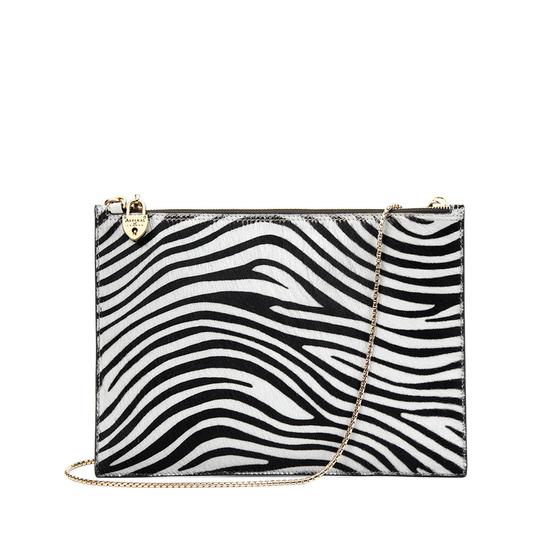 Soho Clutch in Smooth Ivory & Zebra Haircalf from Aspinal of London