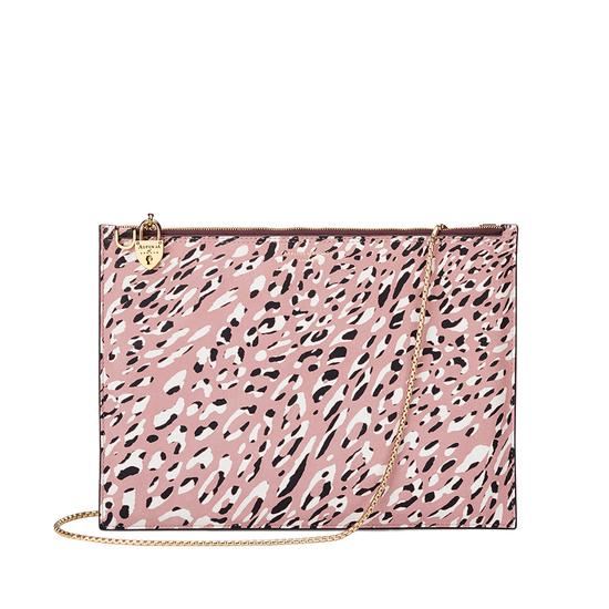 Soho Double Sided Clutch in Leopard Digi Print & Mahogany Polish from Aspinal of London