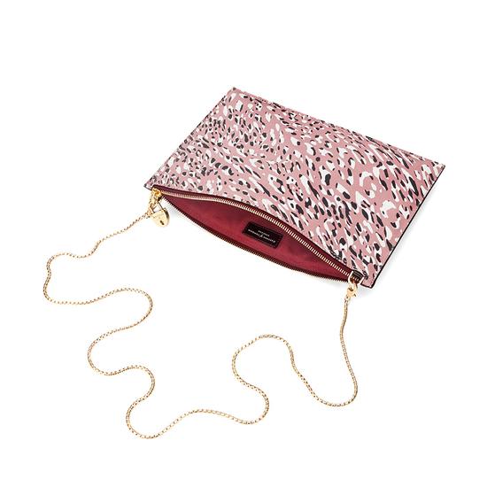 Soho Double Sided Clutch in Leopard Digi Print & Mahogany Polish from Aspinal of London