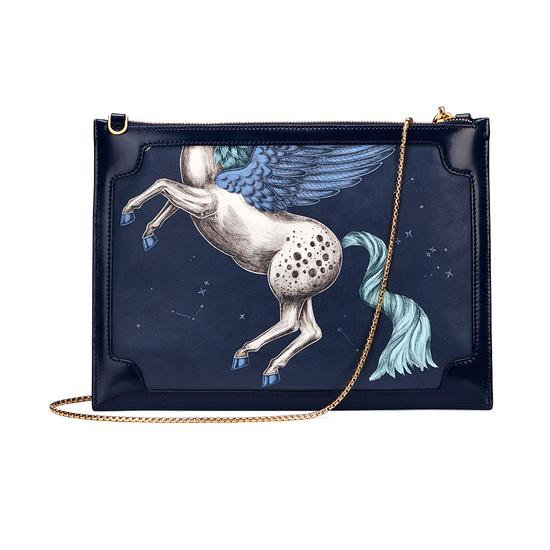 Soho Double Sided Clutch in Pegasus Blue Moon Print from Aspinal of London