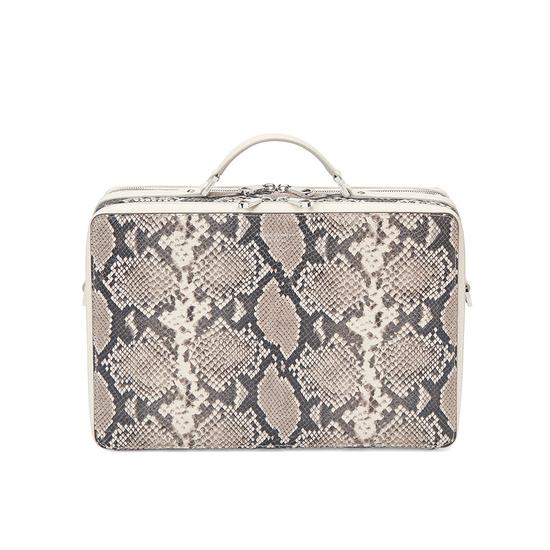 Large Dover Street Bag in Smooth Ivory & Natural Python Print from Aspinal of London