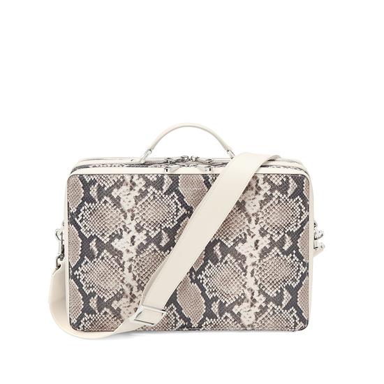 Large Dover Street Bag in Smooth Ivory & Natural Python Print from Aspinal of London