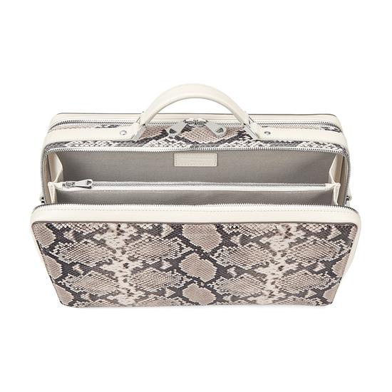 Large Dover Street Bag in Smooth Ivory & Natural Python Print from Aspinal of London