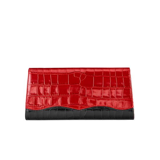 Eaton Clutch in Deep Shine Black Croc, Red Croc & Gold Metallic from Aspinal of London