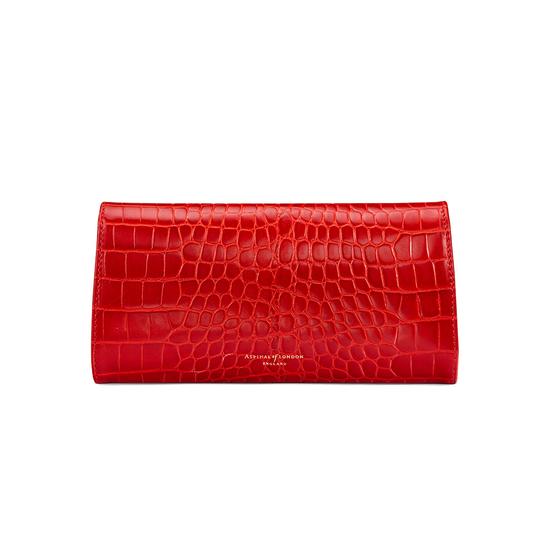 Mini Eaton Clutch in Deep Shine Red Croc from Aspinal of London