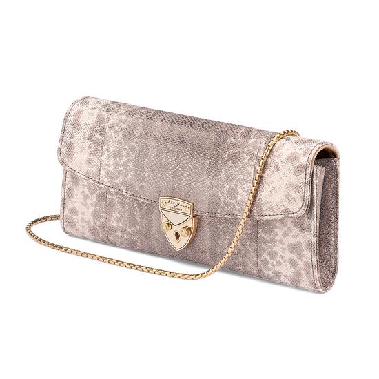 Mini Eaton Clutch in Rose Gold Snake from Aspinal of London