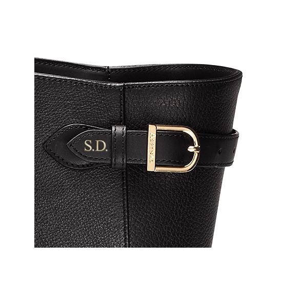 Large Marylebone Tech Tote in Black Pebble with Gold Hardware from Aspinal of London
