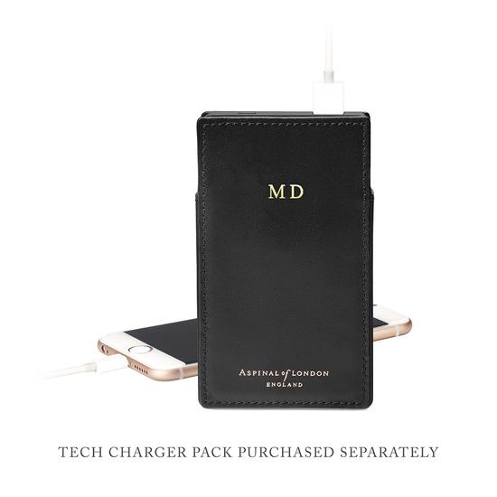 Large Marylebone Tech Tote in Black Pebble with Gold Hardware from Aspinal of London