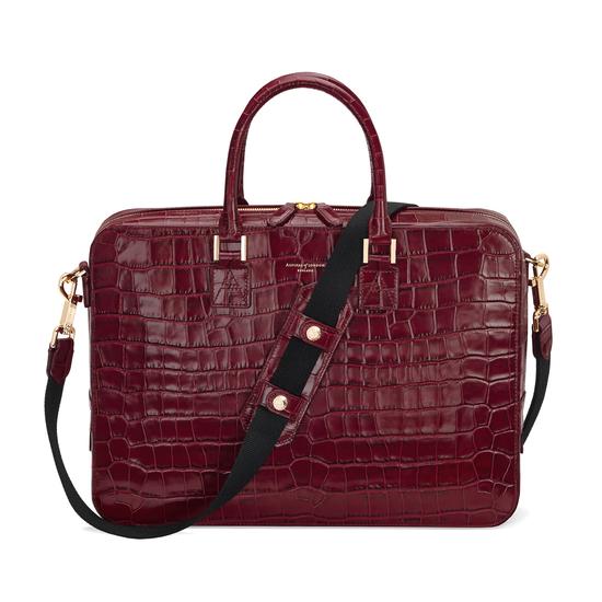 Small Mount Street Bag in Deep Shine Bordeaux Croc from Aspinal of London
