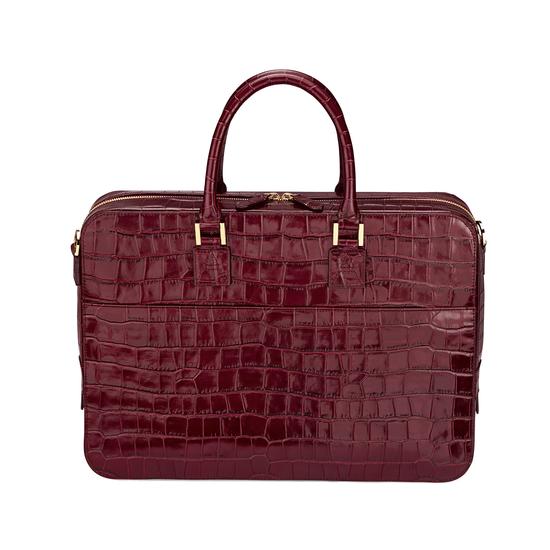 Small Mount Street Bag in Deep Shine Bordeaux Croc from Aspinal of London