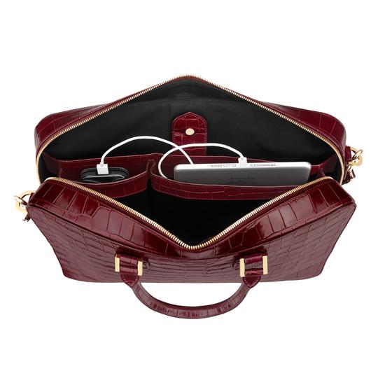 Small Mount Street Bag in Deep Shine Bordeaux Croc from Aspinal of London