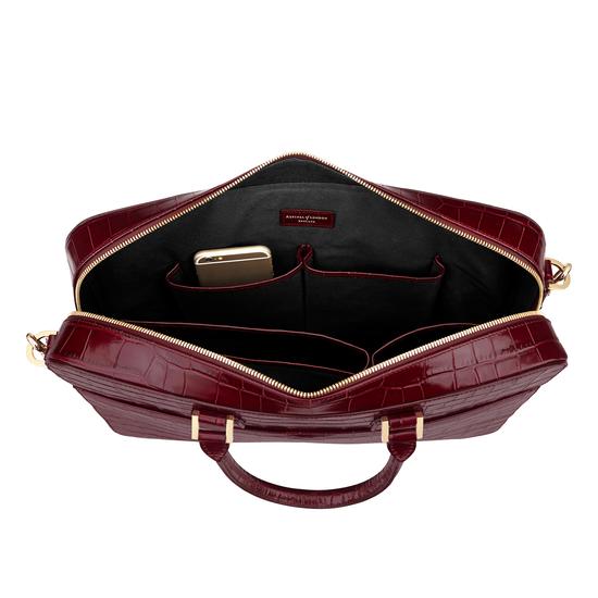Small Mount Street Bag in Deep Shine Bordeaux Croc from Aspinal of London
