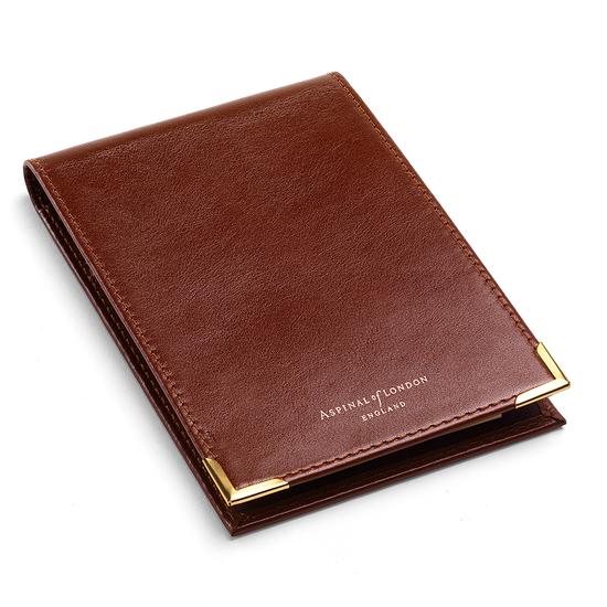 Pocket Memo Pad in Smooth Cognac & Stone Suede from Aspinal of London