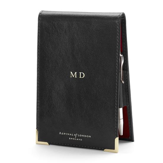 Pocket Memo Pad in Smooth Cognac & Stone Suede from Aspinal of London