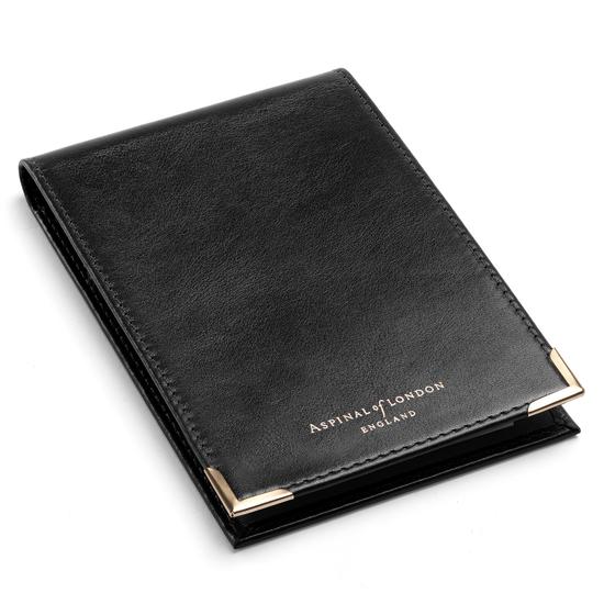 Pocket Memo Pad in Smooth Black & Red Suede from Aspinal of London