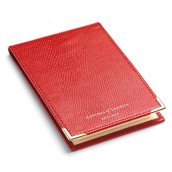 Pocket Memo Pad in Berry Lizard & Cream Suede from Aspinal of London