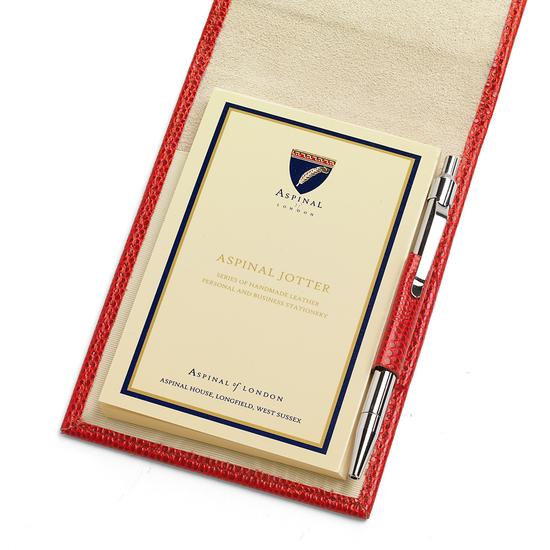 Pocket Memo Pad in Berry Lizard & Cream Suede from Aspinal of London