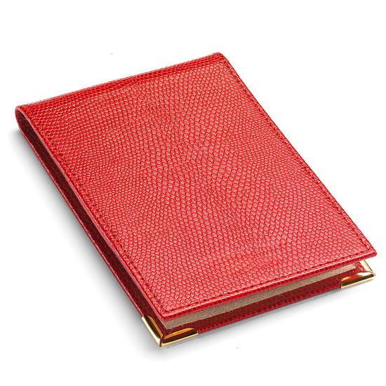 Pocket Memo Pad in Berry Lizard & Cream Suede from Aspinal of London