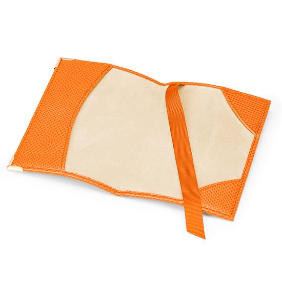 Passport Cover in Orange Lizard & Cream Suede from Aspinal of London