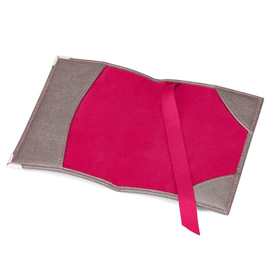 Passport Cover in Gunmetal Saffiano & Deep Fuchsia Suede from Aspinal of London