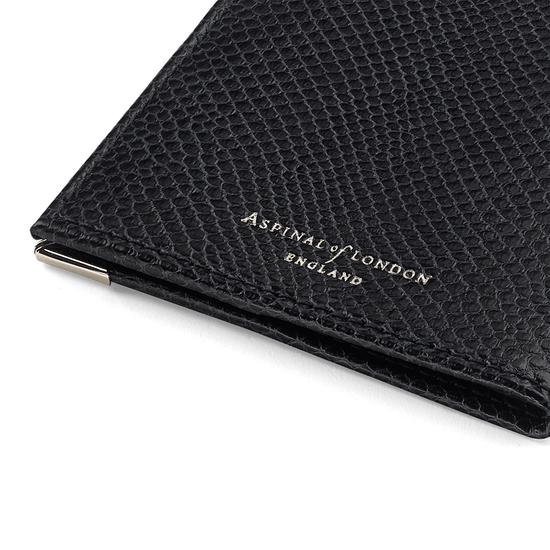 Passport Cover in Jet Black Lizard & Red Suede from Aspinal of London