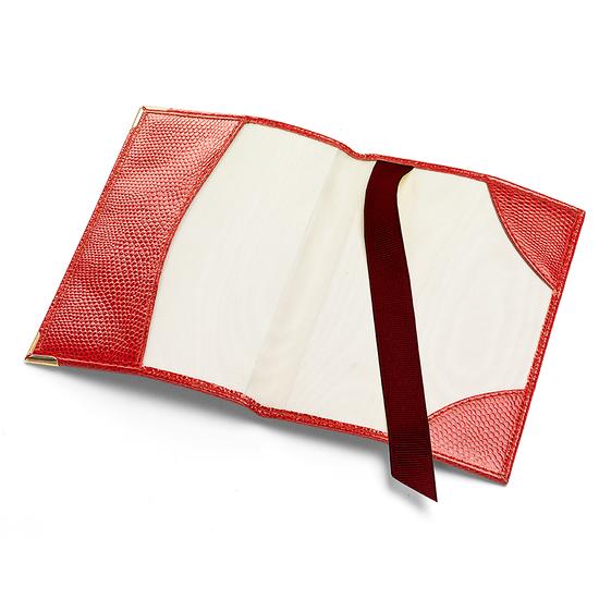 Passport Cover in Berry Lizard & Cream Suede from Aspinal of London