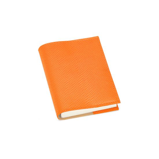 Refillable Pocket Notebook Journal in Orange Lizard from Aspinal of London