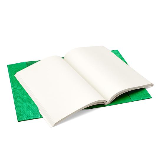 A4 Refillable Leather Journal in Grass Green Lizard from Aspinal of London