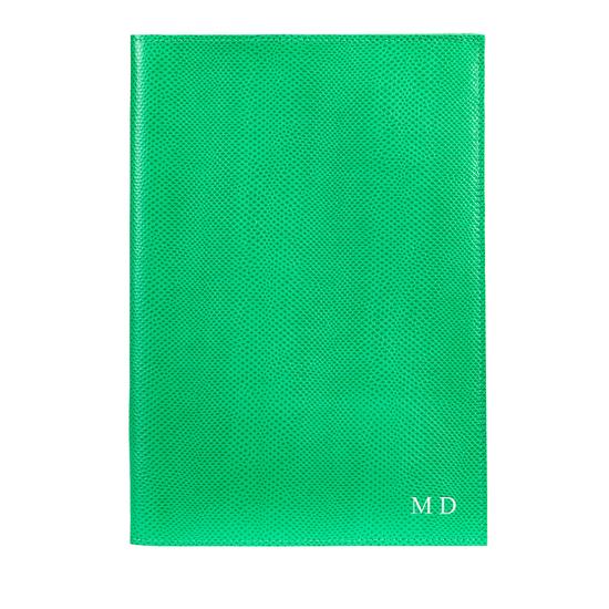 A4 Refillable Leather Journal in Grass Green Lizard from Aspinal of London