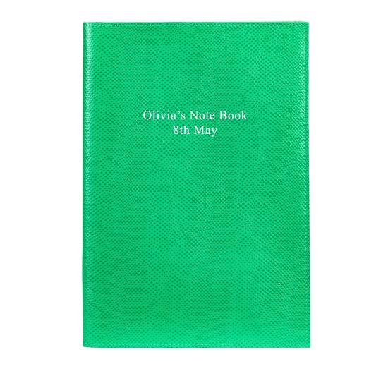 A4 Refillable Leather Journal in Grass Green Lizard from Aspinal of London