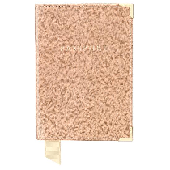 Passport Cover in Deer Saffiano & Cappuccino Suede from Aspinal of London