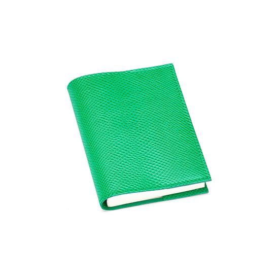 Refillable Pocket Notebook Journal in Grass Green Lizard from Aspinal of London