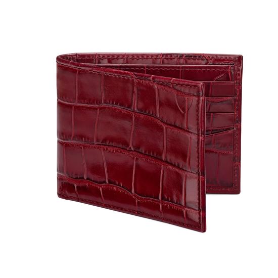 Billfold Wallet in Deep Shine Bordeaux Croc & Navy Suede from Aspinal of London