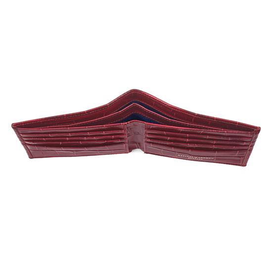 Billfold Wallet in Deep Shine Bordeaux Croc & Navy Suede from Aspinal of London