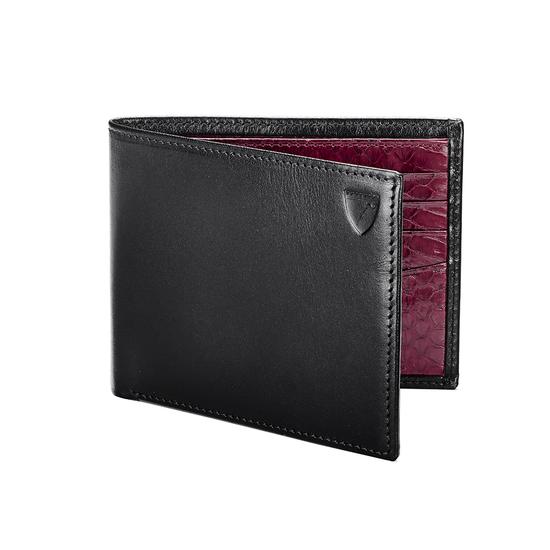 Billfold Wallet in Smooth Black & Bordeaux Snakeskin from Aspinal of London