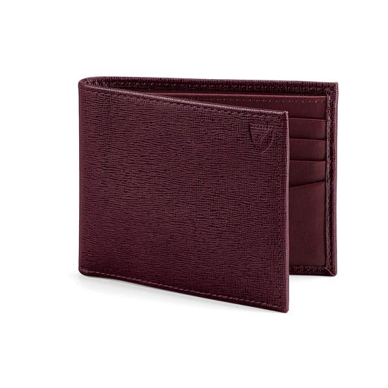 Billfold Wallet in Burgundy Saffiano & Black Suede from Aspinal of London
