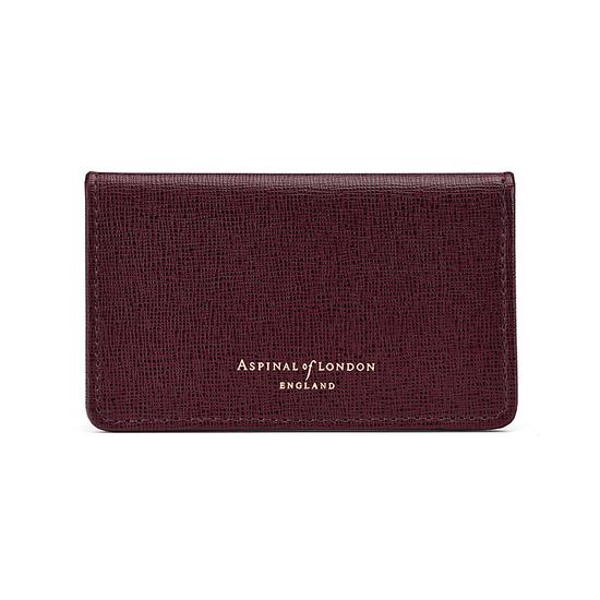 Business & Credit Card Case in Burgundy Saffiano & Black Suede from Aspinal of London