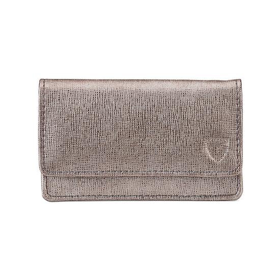 Business & Credit Card Case in Gunmetal Saffiano & Deep Fuchsia Suede from Aspinal of London