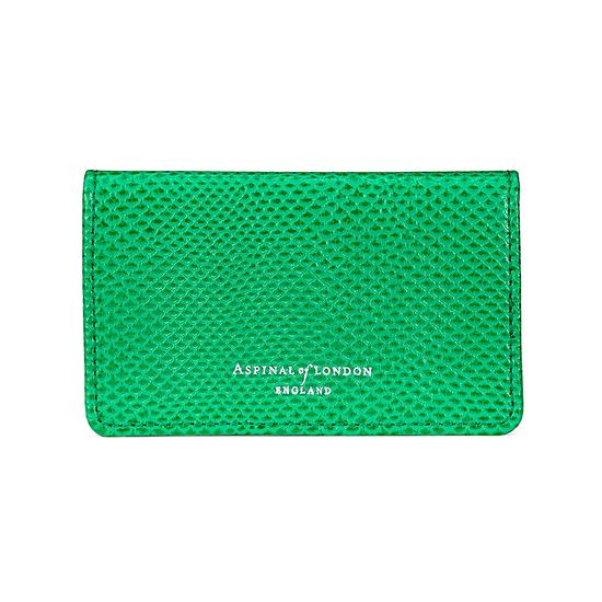 Business & Credit Card Case in Grass Green Lizard & Cream Suede from Aspinal of London