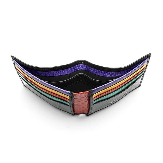 Exotic Billfold Wallet in Black with Rainbow Snake from Aspinal of London