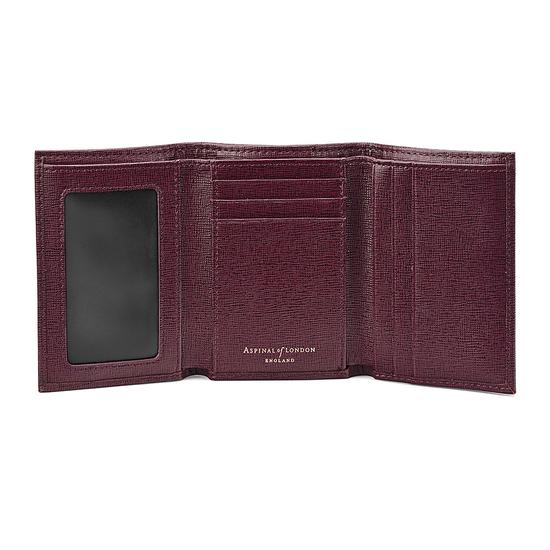 Trifold Wallet in Burgundy Saffiano from Aspinal of London