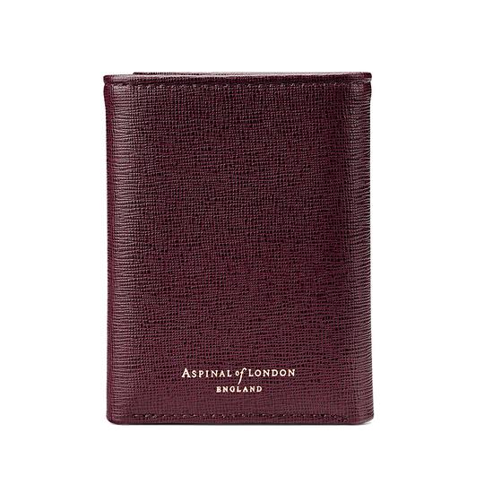 Trifold Wallet in Burgundy Saffiano from Aspinal of London