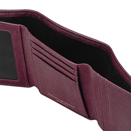 Trifold Wallet in Burgundy Saffiano from Aspinal of London