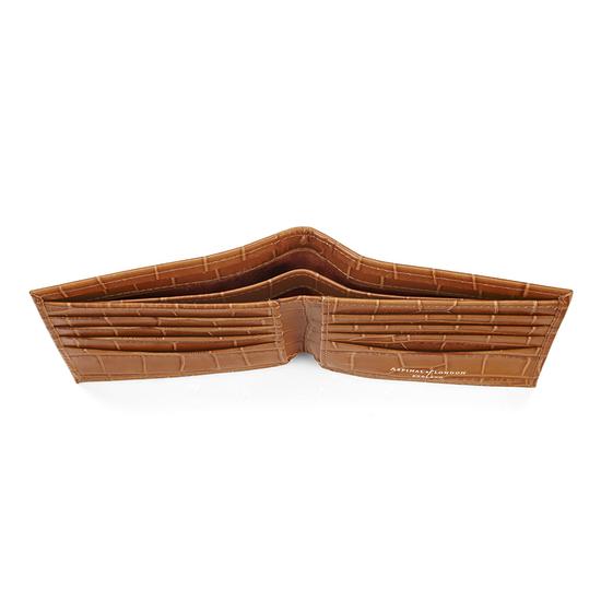 Billfold Wallet in Deep Shine Vintage Tan Croc & Cappuccino Suede from Aspinal of London