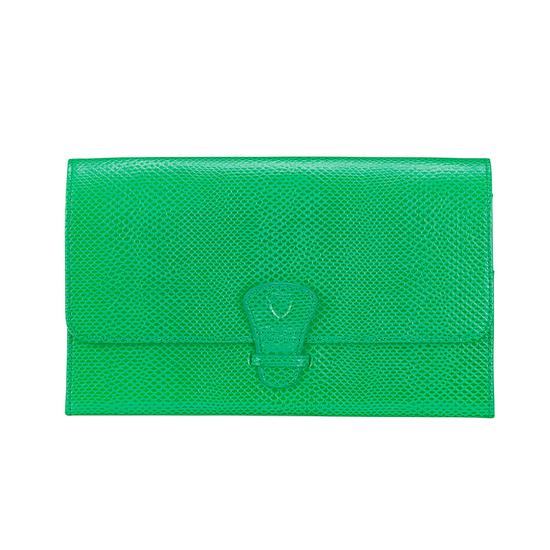 Classic Travel Wallet in Grass Green Lizard & Cream Suede from Aspinal of London