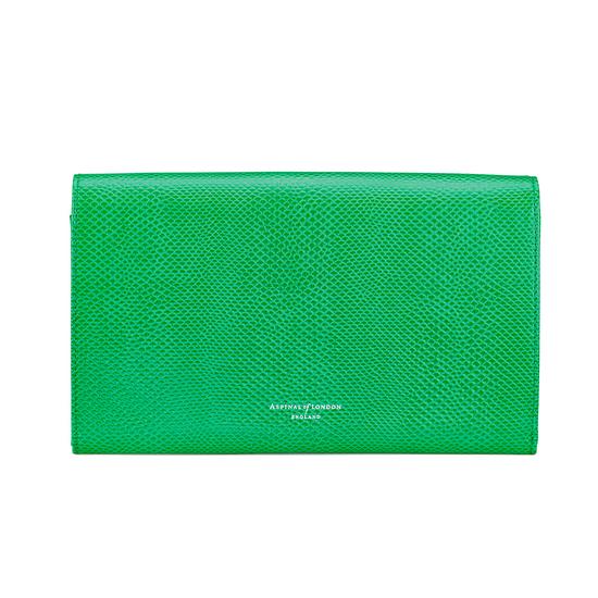 Classic Travel Wallet in Grass Green Lizard & Cream Suede from Aspinal of London