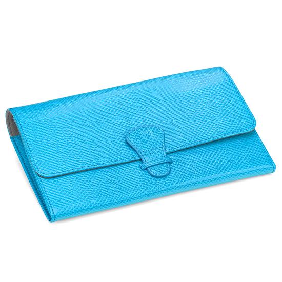 Classic Travel Wallet in Aquamarine Lizard & Silver Suede from Aspinal of London