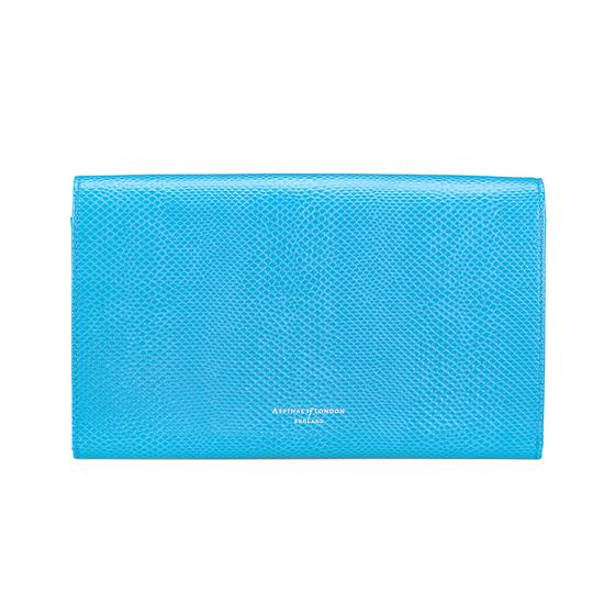 Classic Travel Wallet in Aquamarine Lizard & Silver Suede from Aspinal of London