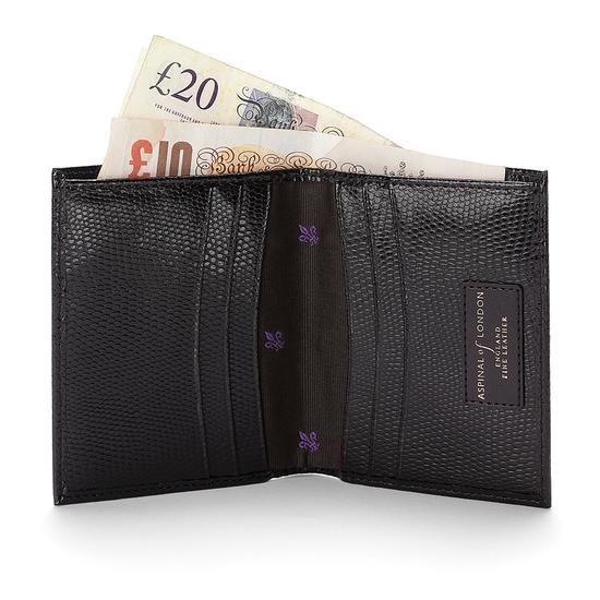 Double Credit Card Case with Back Pocket in Berry Lizard & Cream Suede from Aspinal of London