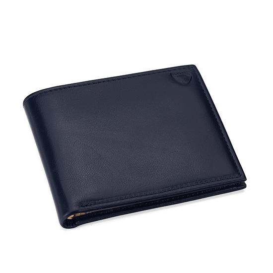 Billfold Coin Wallet in Smooth Navy & Cream Suede from Aspinal of London